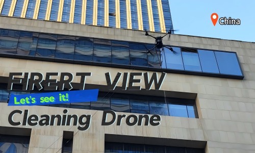 First View drone cleaning building